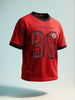 Men's Red Relaxed Fit Graphic Printed 240 GSM Sport Wear T-Shirt