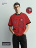 Men's Red Relaxed Fit Graphic Printed 240 GSM Sport Wear T-Shirt