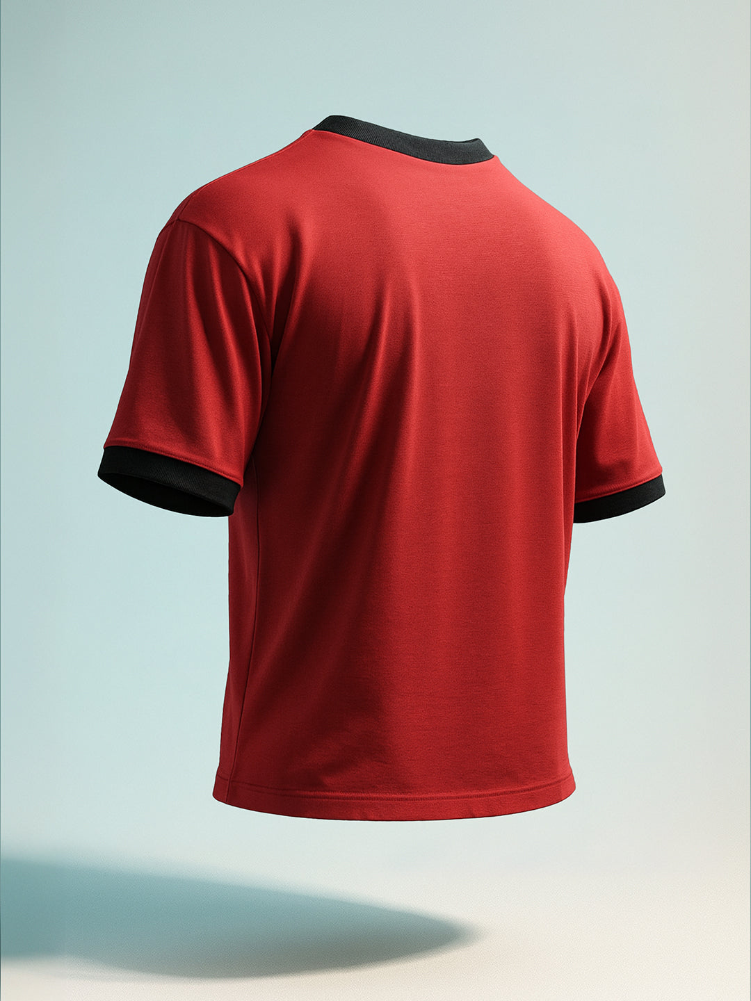 Men's Red Relaxed Fit Graphic Printed 240 GSM Sport Wear T-Shirt