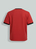 Men's Red Relaxed Fit Graphic Printed 240 GSM Sport Wear T-Shirt