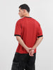 Men's Red Relaxed Fit Graphic Printed 240 GSM Sport Wear T-Shirt