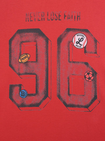 Men's Red Relaxed Fit Graphic Printed 240 GSM Sport Wear T-Shirt