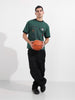 Men's Green Relaxed Fit Graphic Printed 240 GSM Sport Wear T-Shirt