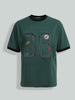 Men's Green Relaxed Fit Graphic Printed 240 GSM Sport Wear T-Shirt