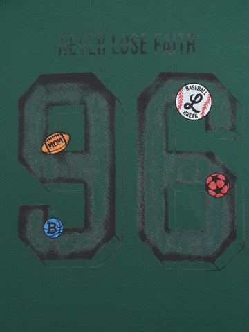 Men's Green Relaxed Fit Graphic Printed 240 GSM Sport Wear T-Shirt