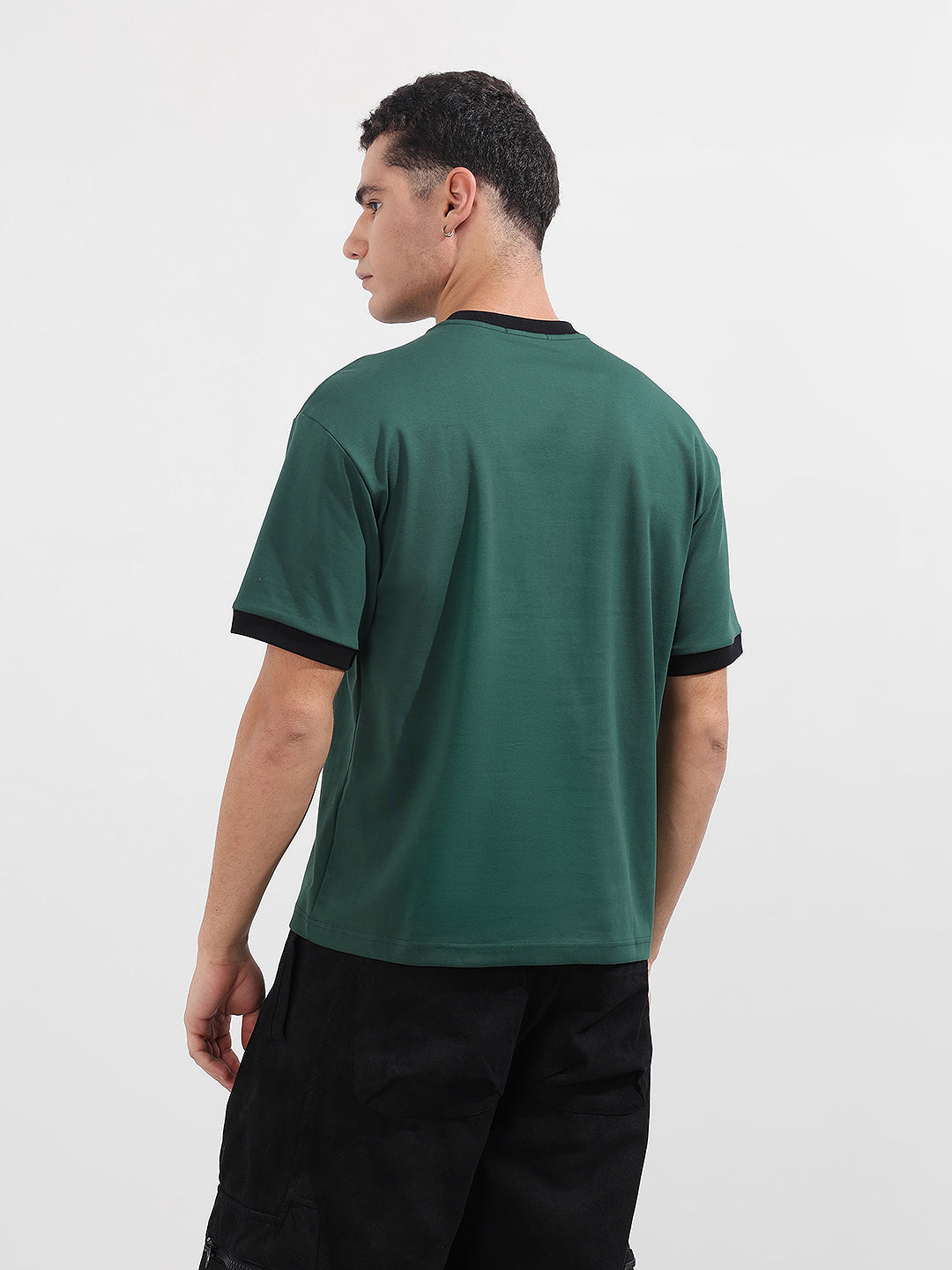 Men's Green Relaxed Fit Graphic Printed 240 GSM Sport Wear T-Shirt