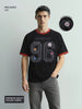 Men's Black Relaxed Fit Graphic Printed 240 GSM Sport Wear T-Shirt