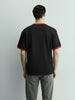 Men's Black Relaxed Fit Graphic Printed 240 GSM Sport Wear T-Shirt