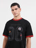 Men's Black Relaxed Fit Graphic Printed 240 GSM Sport Wear T-Shirt