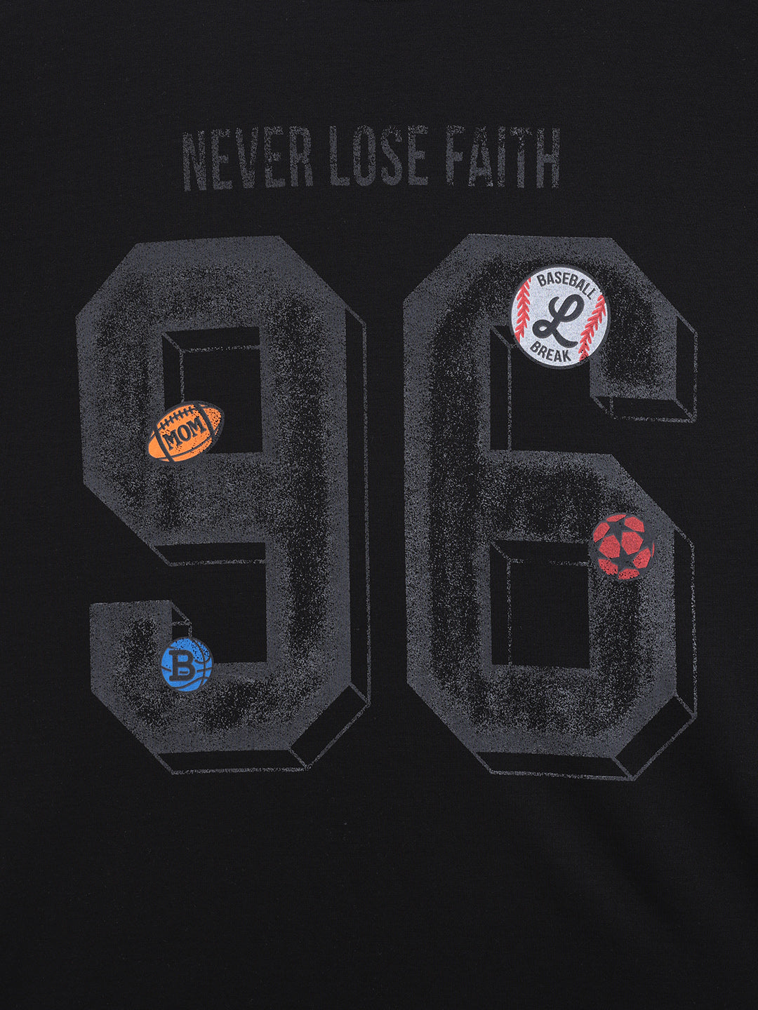 Men's Black Relaxed Fit Graphic Printed 240 GSM Sport Wear T-Shirt