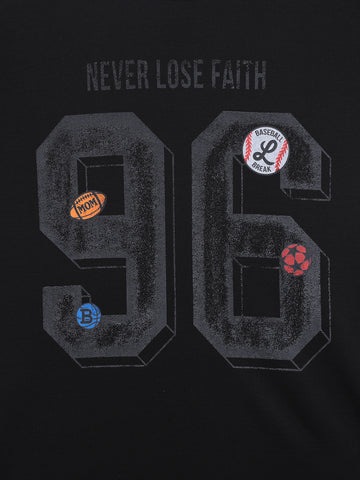 Men's Black Relaxed Fit Graphic Printed 240 GSM Sport Wear T-Shirt