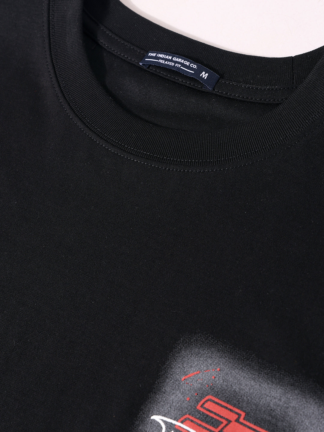 Men's Black Relaxed Fit Graphic Printed 240 GSM Sport Wear T-Shirt