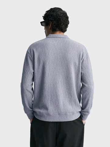 Men's Grey Oversized Fit Textured Casual T-Shirts