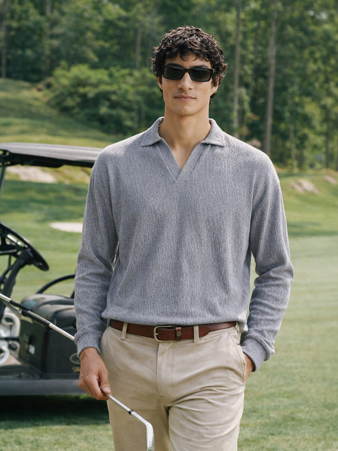 Men's Grey Oversized Fit Textured Casual T-Shirts