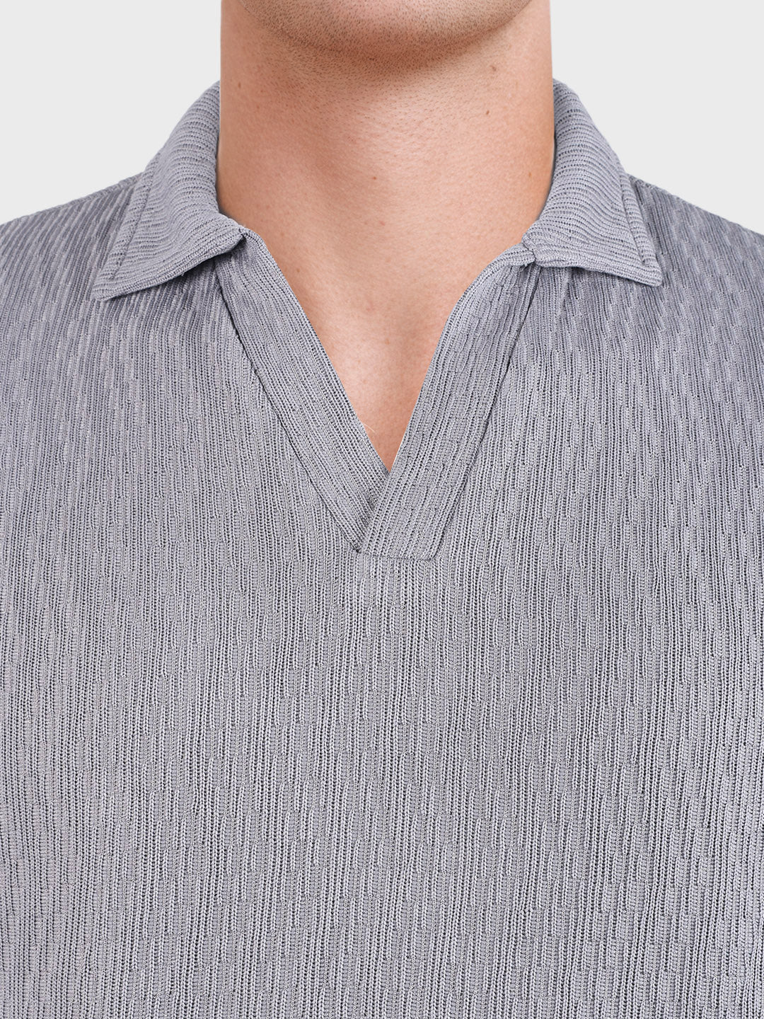 Men's Grey Oversized Fit Textured Casual T-Shirts