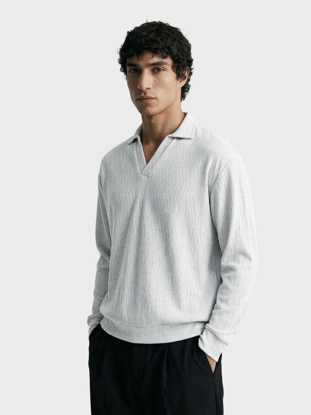 Men's White Oversized Fit Textured Casual T-Shirts