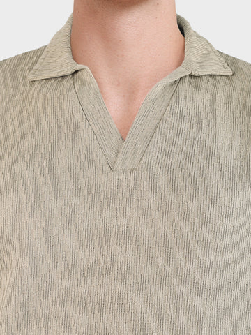 Men's Brown Oversized Fit Textured Casual T-Shirts