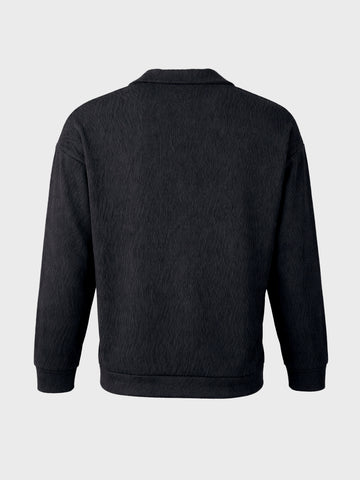Men's Black Oversized Fit Textured Casual T-Shirts