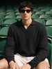 Men's Black Oversized Fit Textured Casual T-Shirts