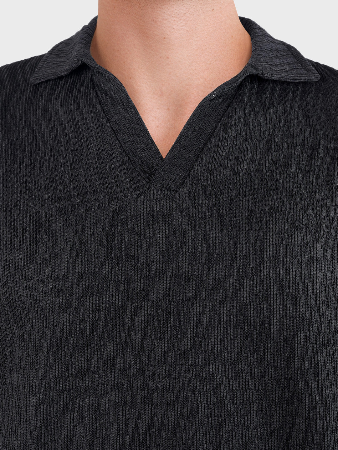 Men's Black Oversized Fit Textured Casual T-Shirts