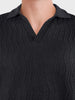 Men's Black Oversized Fit Textured Casual T-Shirts