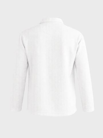 Men's White Relaxed Fit Textured Casual T-Shirts