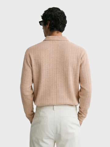 Men's Khaki Relaxed Fit Textured Casual T-Shirts