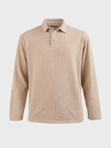 Men's Khaki Relaxed Fit Textured Casual T-Shirts