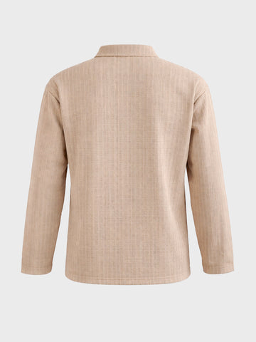 Men's Khaki Relaxed Fit Textured Casual T-Shirts