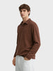 Men's Brown Relaxed Fit Textured Casual T-Shirts