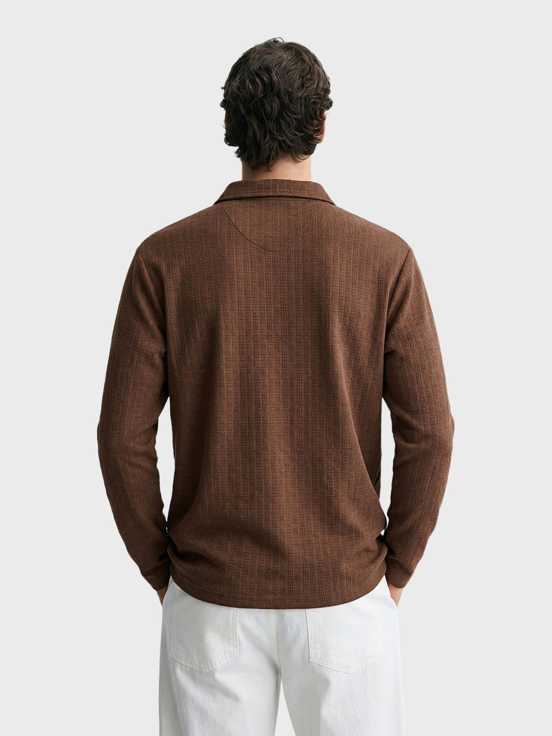 Men's Brown Relaxed Fit Textured Casual T-Shirts
