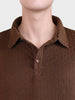 Men's Brown Relaxed Fit Textured Casual T-Shirts