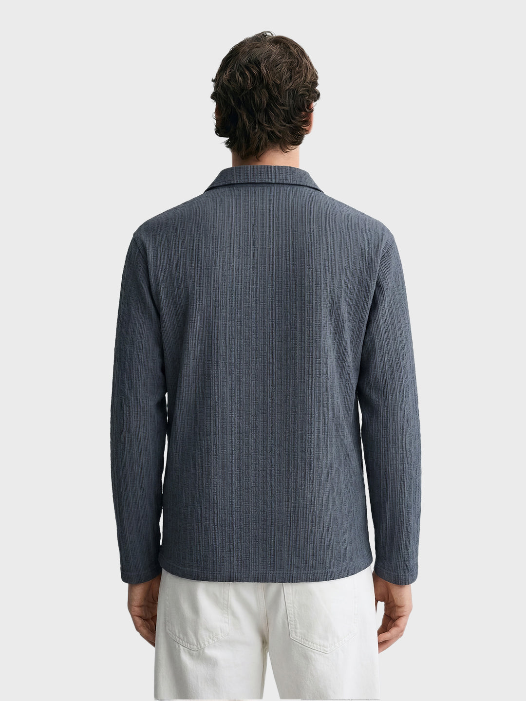 Men's Grey Relaxed Fit Textured Casual T-Shirts