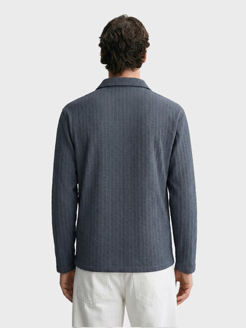 Men's Grey Relaxed Fit Textured Casual T-Shirts