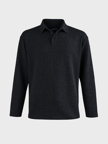 Men's Black Relaxed Fit Textured Casual T-Shirts