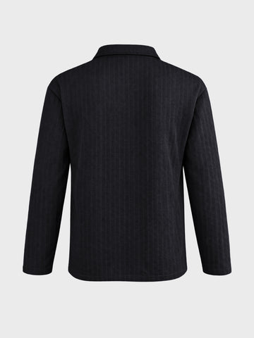 Men's Black Relaxed Fit Textured Casual T-Shirts