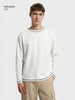 Men's White Relaxed Fit Textured Casual T-Shirts