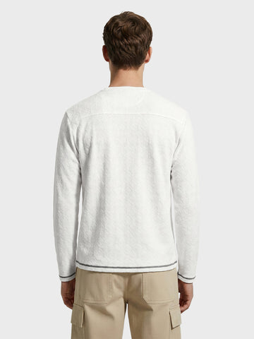 Men's White Relaxed Fit Textured Casual T-Shirts