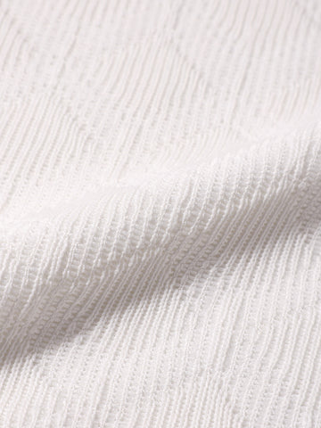 Men's White Relaxed Fit Textured Casual T-Shirts