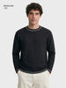 Men's Black Relaxed Fit Textured Casual T-Shirts
