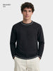 Men's Black Relaxed Fit Textured Casual T-Shirts