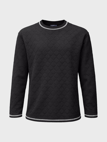 Men's Black Relaxed Fit Textured Casual T-Shirts