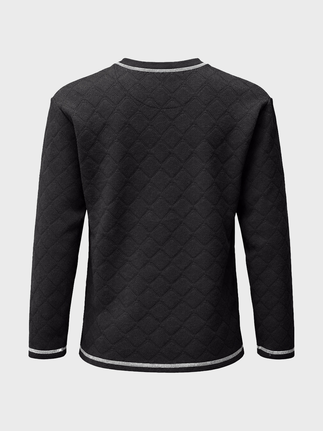 Men's Black Relaxed Fit Textured Casual T-Shirts