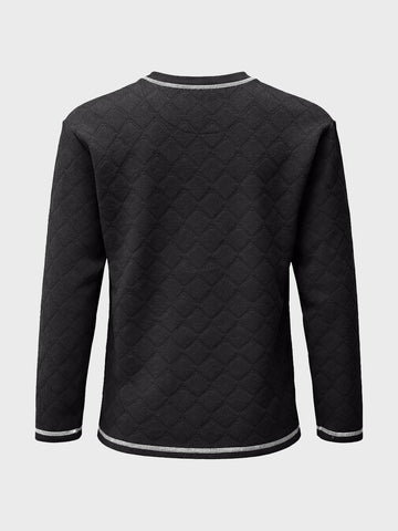 Men's Black Relaxed Fit Textured Casual T-Shirts