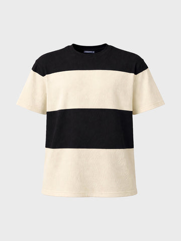 Men's Black Relaxed Fit Textured Casual T-Shirts