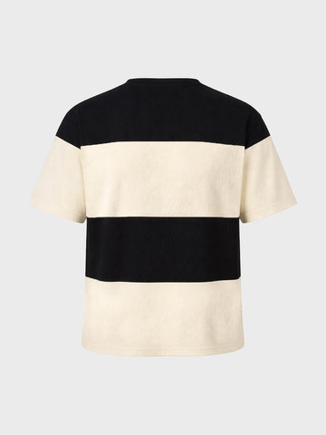 Men's Black Relaxed Fit Textured Casual T-Shirts