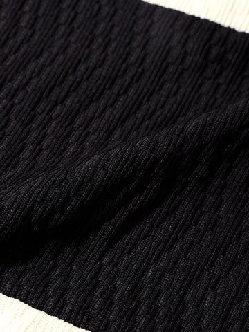 Men's Black Relaxed Fit Textured Casual T-Shirts