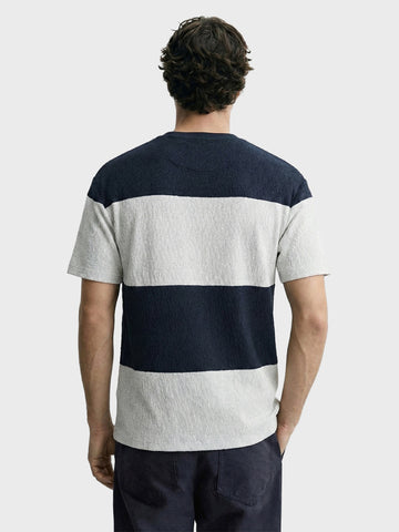 Men's Blue Relaxed Fit Textured Casual T-Shirts