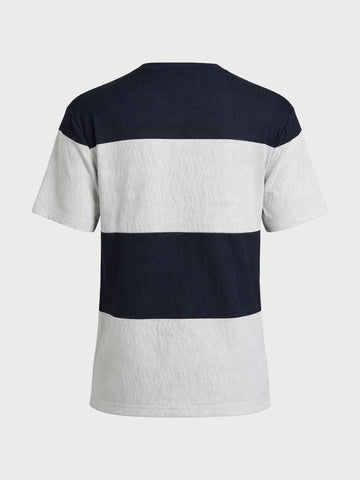 Men's Blue Relaxed Fit Textured Casual T-Shirts