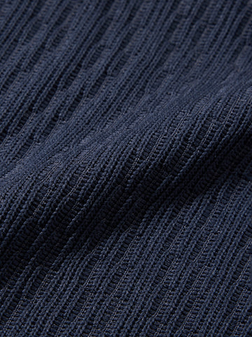 Men's Blue Relaxed Fit Textured Casual T-Shirts